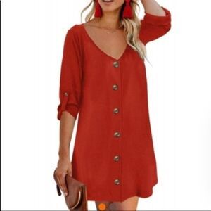 NEW! Callie Buttoned Dress in Red - Women's Size S
